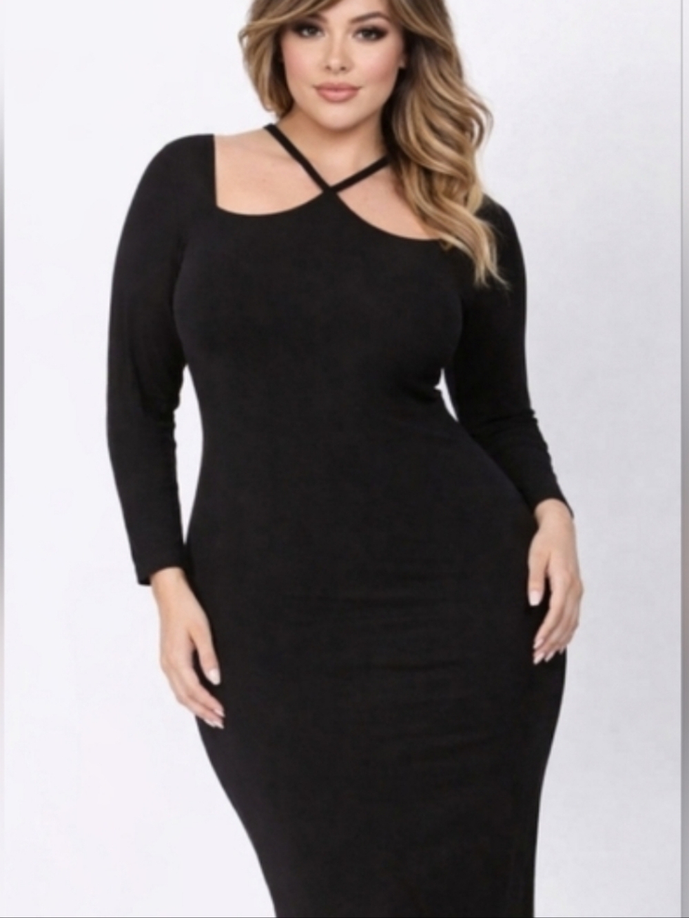 The Commons Modal Jersey Black Long Sleeve Bodycon Dress